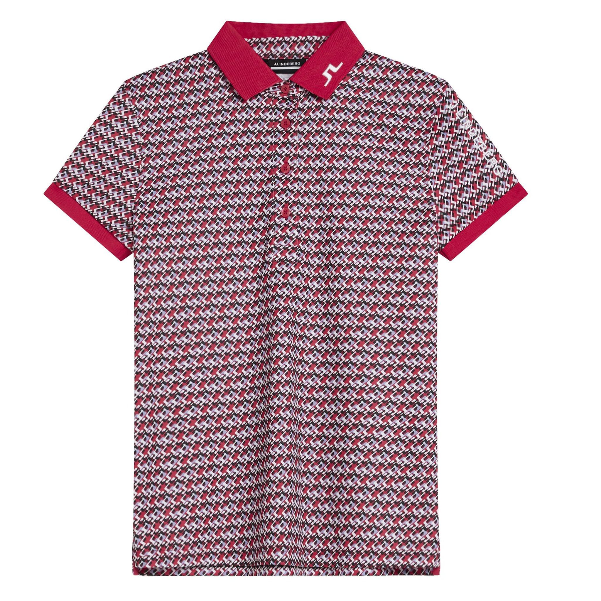 J. Lindeberg Tour Tech Print Polo Dámské JLMicro Bridge Rose Red Dámské