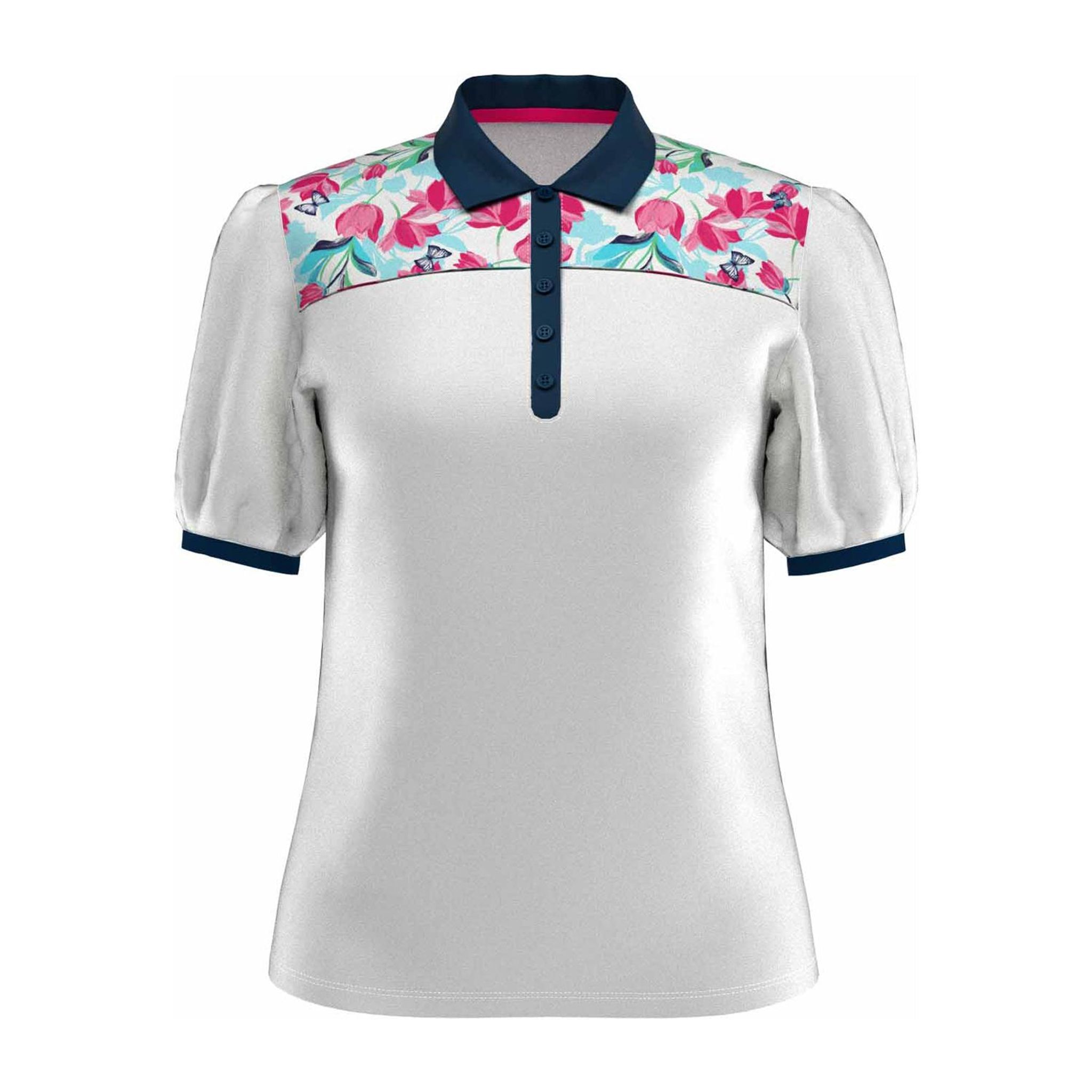 Callaway W Brushstroke Print SS Polo Brilliant White Dámské