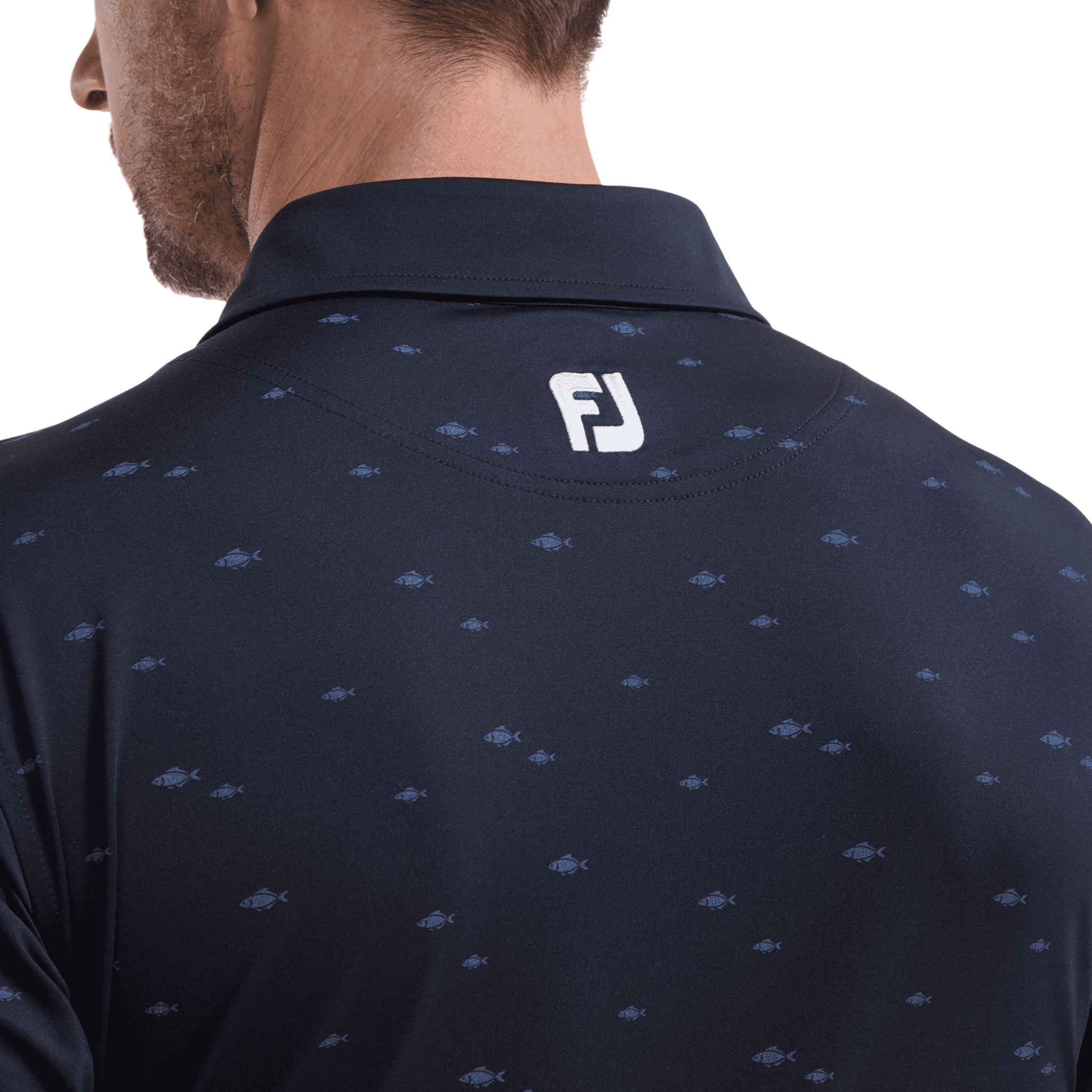 Footjoy School of Fish Print Lisle Polo Herren