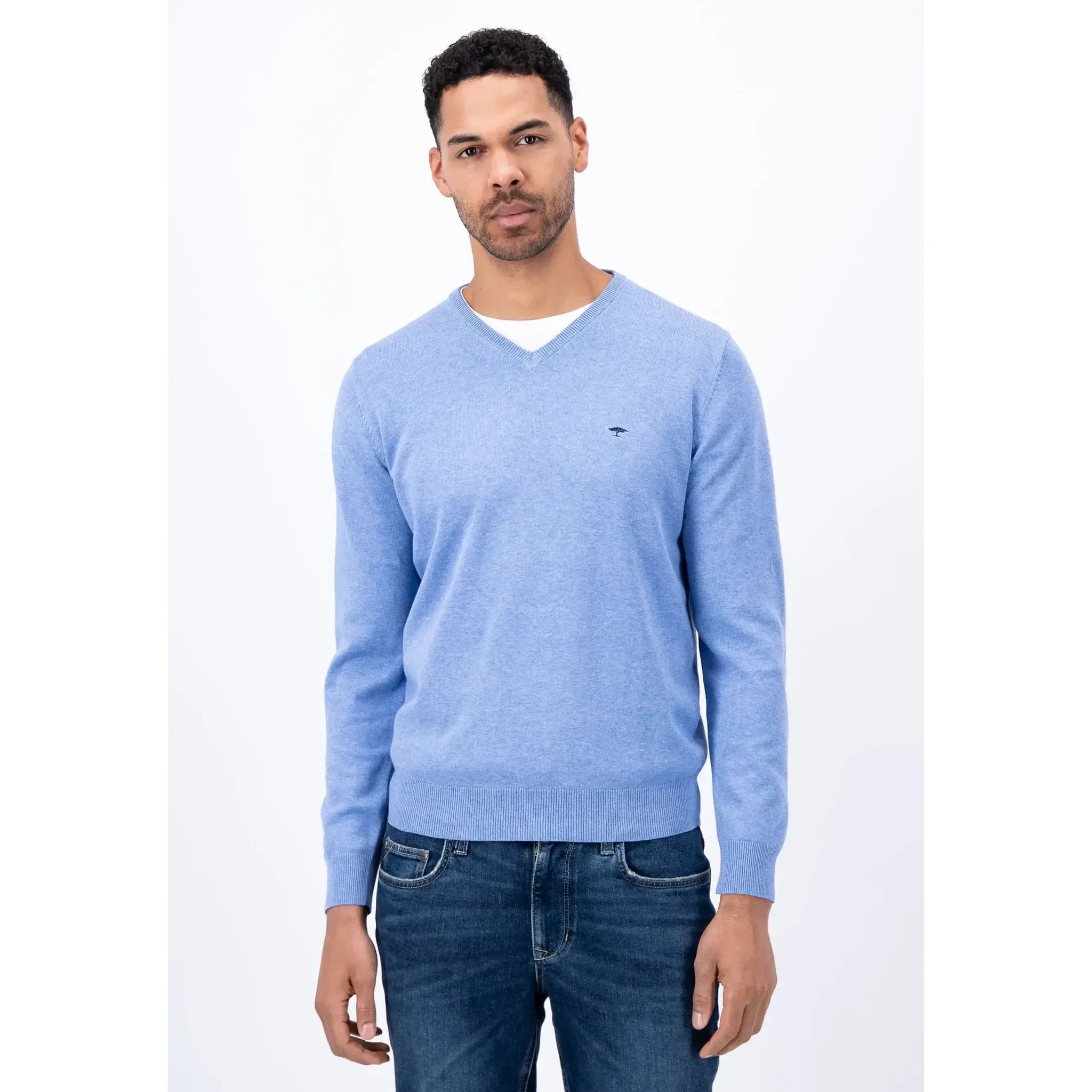 Fynch Hatton V-Neck Pullover HE / Steel / 3XL Pánský