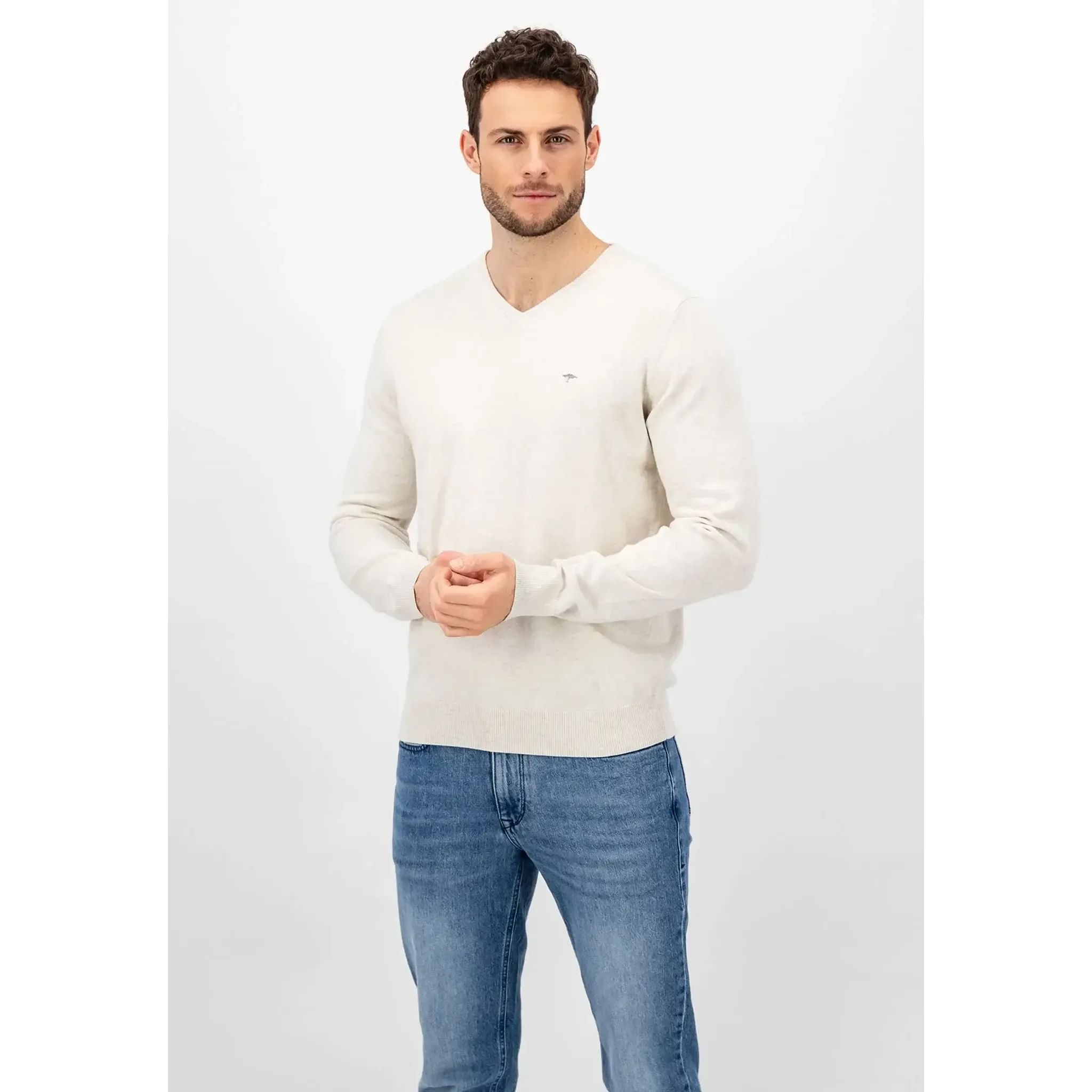 Fynch Hatton V-Neck Pullover HE / Steel / 3XL Pánský