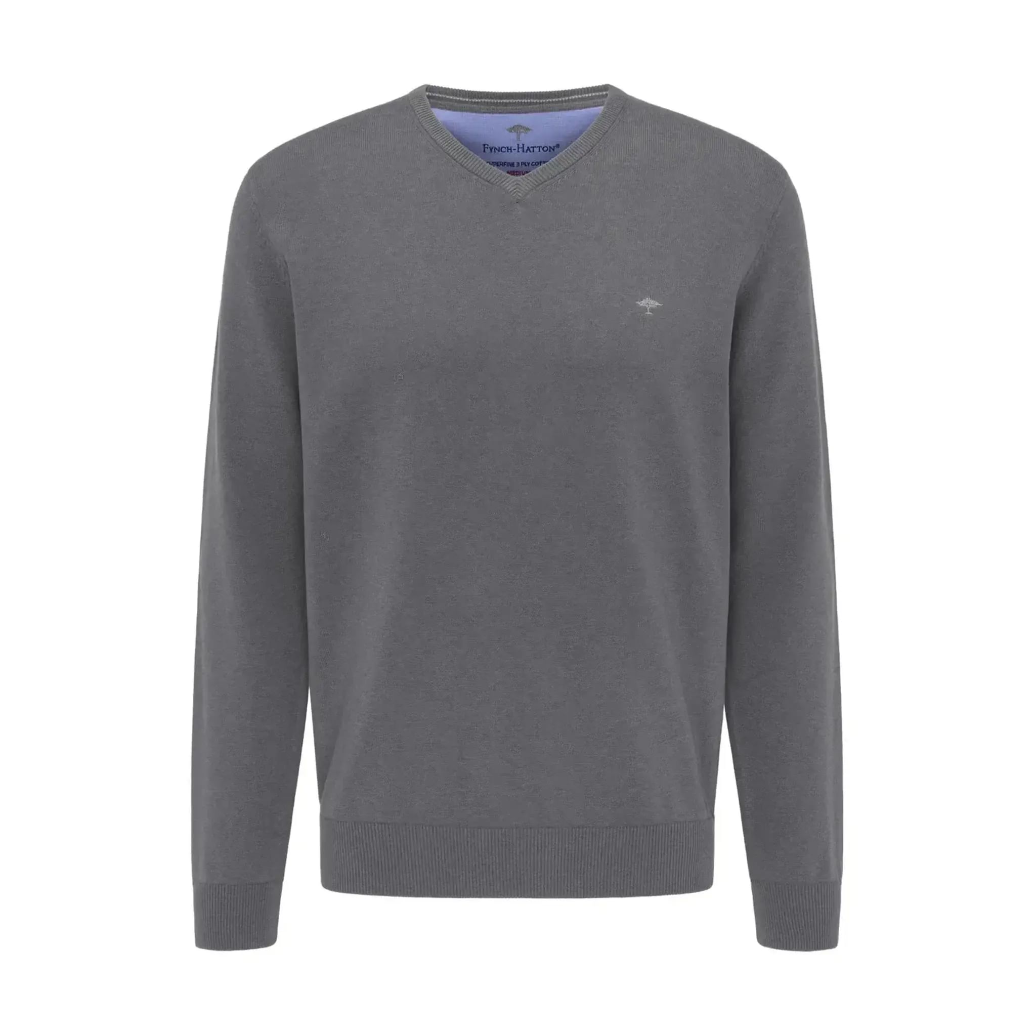 Fynch Hatton V-Neck Pullover HE / Steel / 3XL Pánský