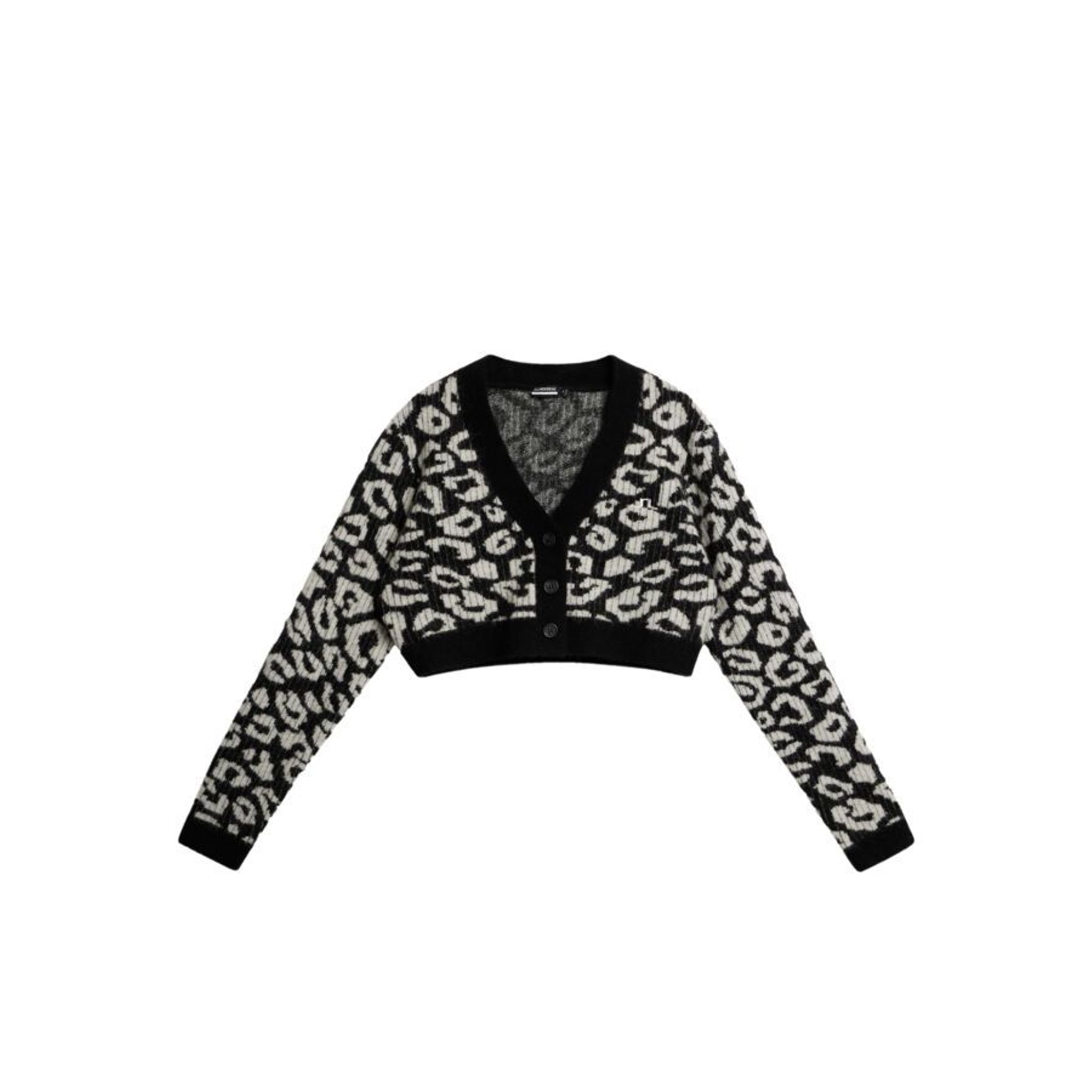 J. Lindeberg W Mallory Cropped Cardigan Leo-Print Černá/Bílá Dámský